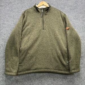 Orvis Sweater Men's XXL Olive Green Heather Quarter Zip Sherpa Lined Pullover